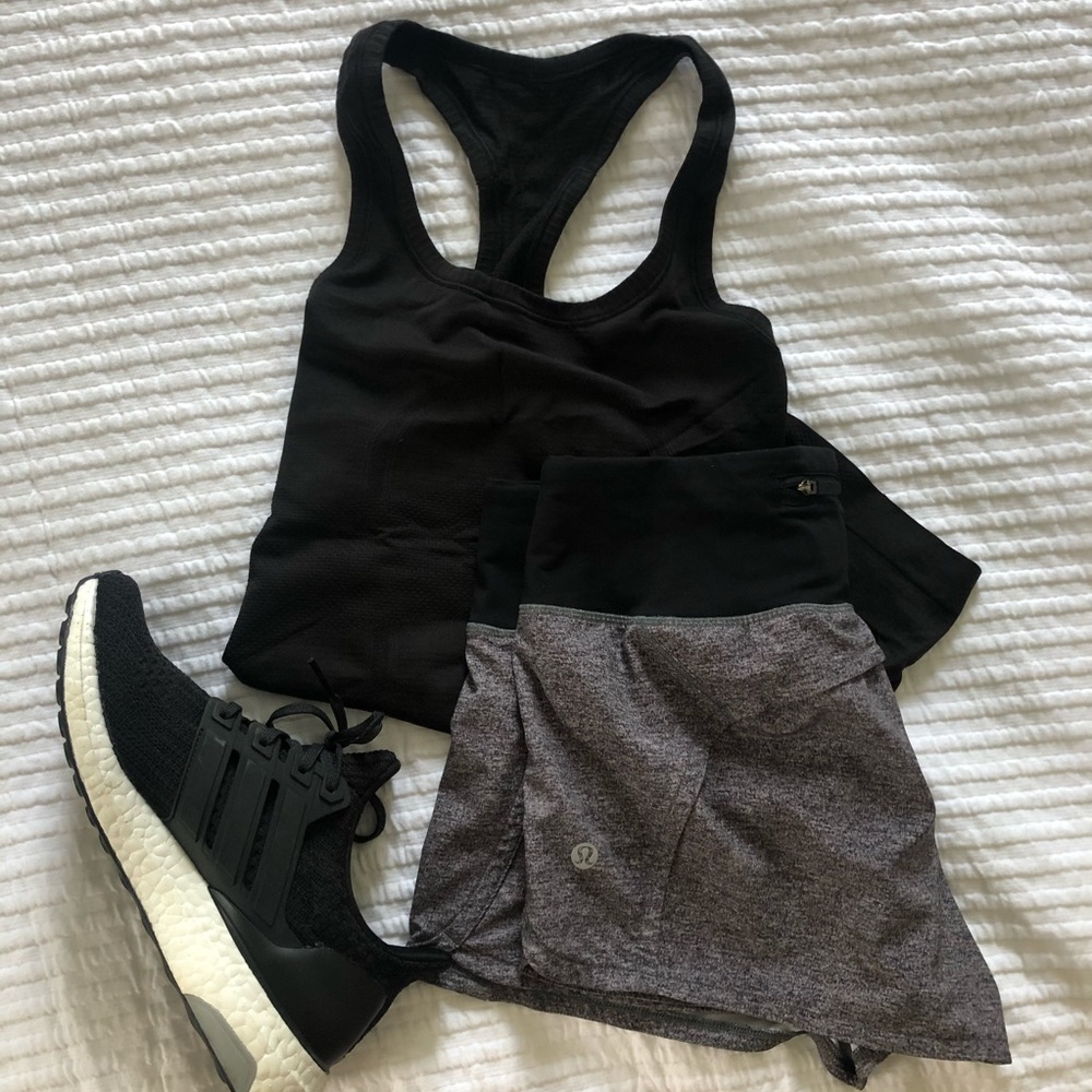 Lululemon Run Times Short II 4”, Black-Heather S4